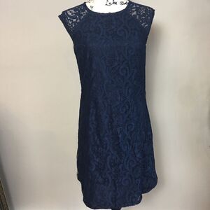Laundry by shelli segal blue lace side zip dress